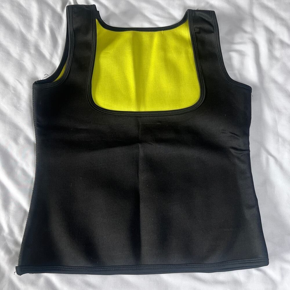 ✨Neoprene Sauna Vest Sweat Shaper Tank Top Body Shaper Black Yellow Size XXL